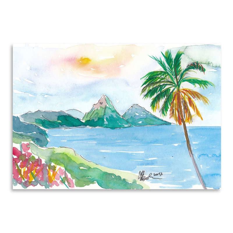 East Urban Home St Lucia Caribbean Dreams With Sunset And Pitons Peaks Print Reviews Wayfair
