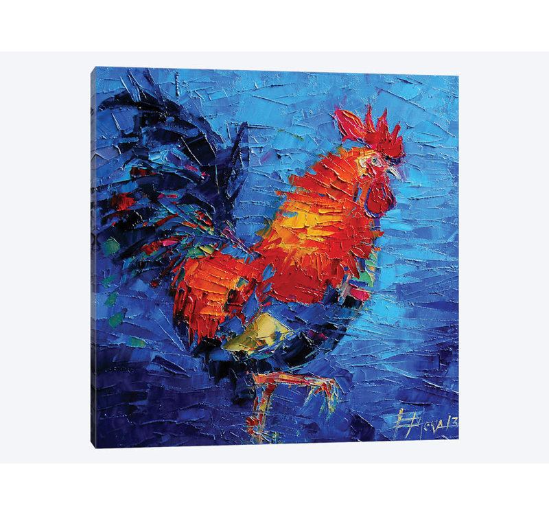 East Urban Home Abstract Colorful Rooster Print On Canvas Wayfair