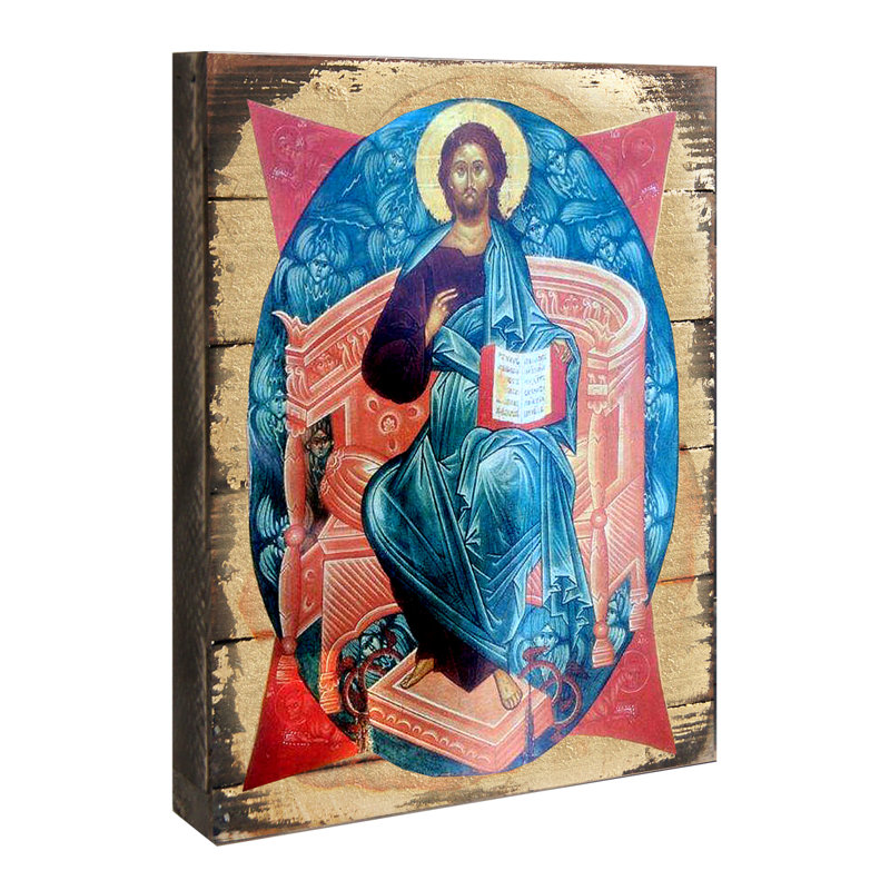 The Holiday Aisle Inspirational Icon Wooden Jesus Icon Painting