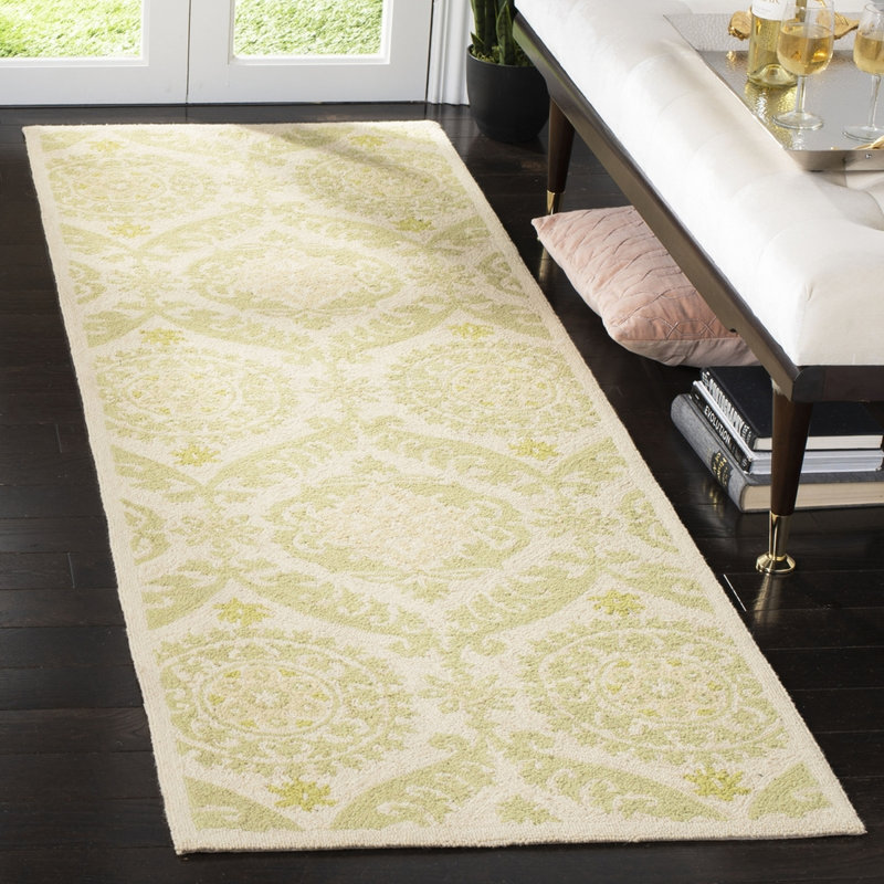 Winston Porter Jonsson Floral Hand Hooked Wool Green Area Rug Reviews Wayfair Ca