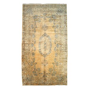 Hand-Knotted Gold/Blue Area Rug