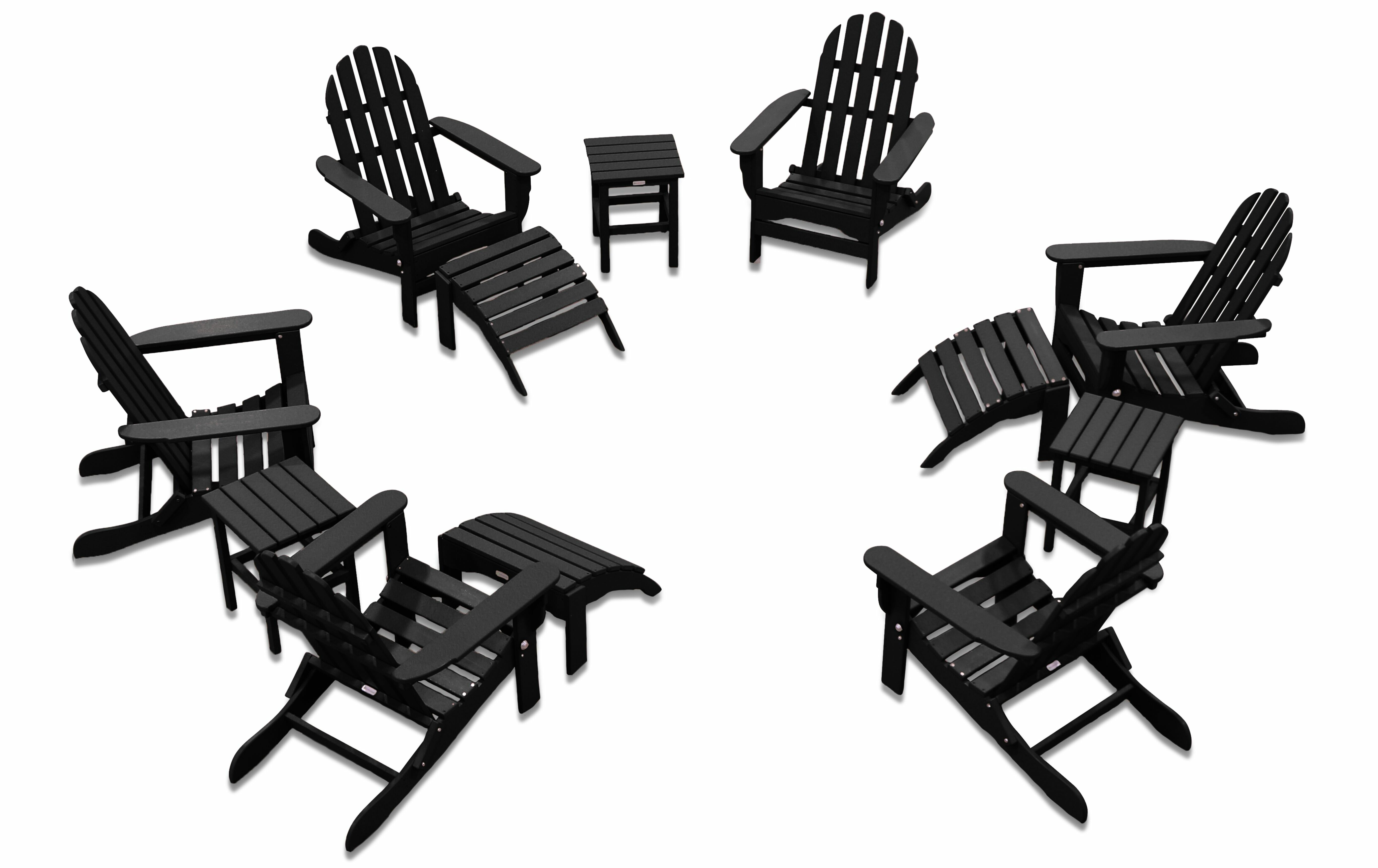 Durogreen Adirondack Chair Patio Set 6 Pack With 3 Ottomans And 3 Side Tables White Reviews Wayfair