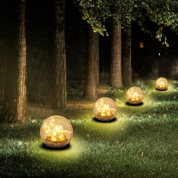 Color Changing LED Solar Crystal Garden Hanging Globe Ball Outdoor Party Light 