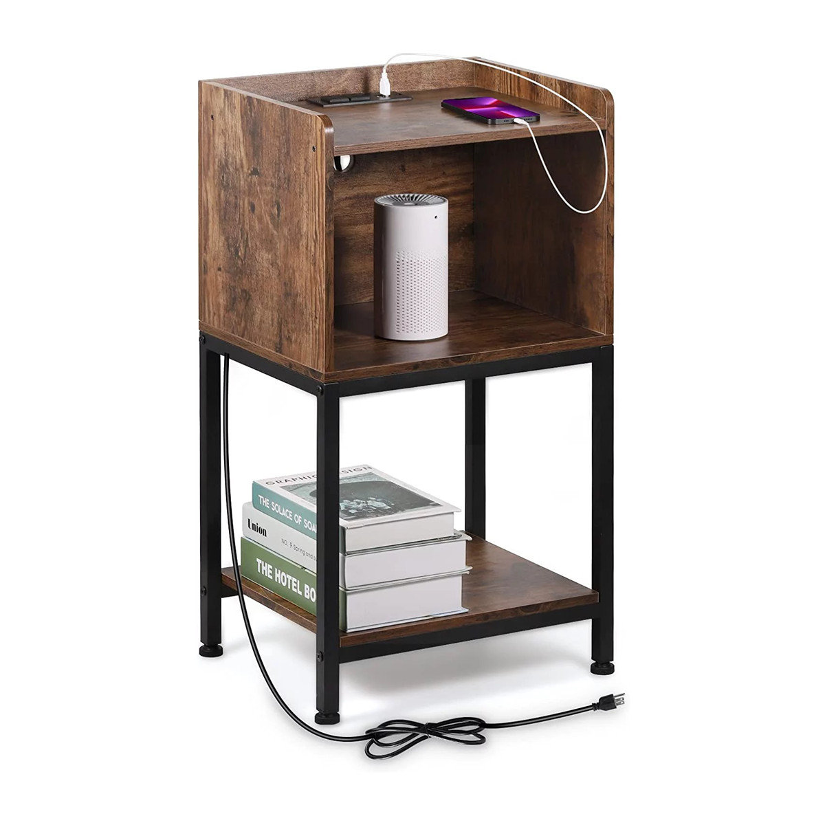 17 Stories 28.94'' Tall Solid Wood Tray Top Frame End Table and Built