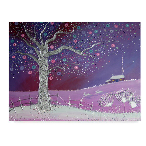 Trademark Art Winter Magic Purple Watercolor Painting Print On
