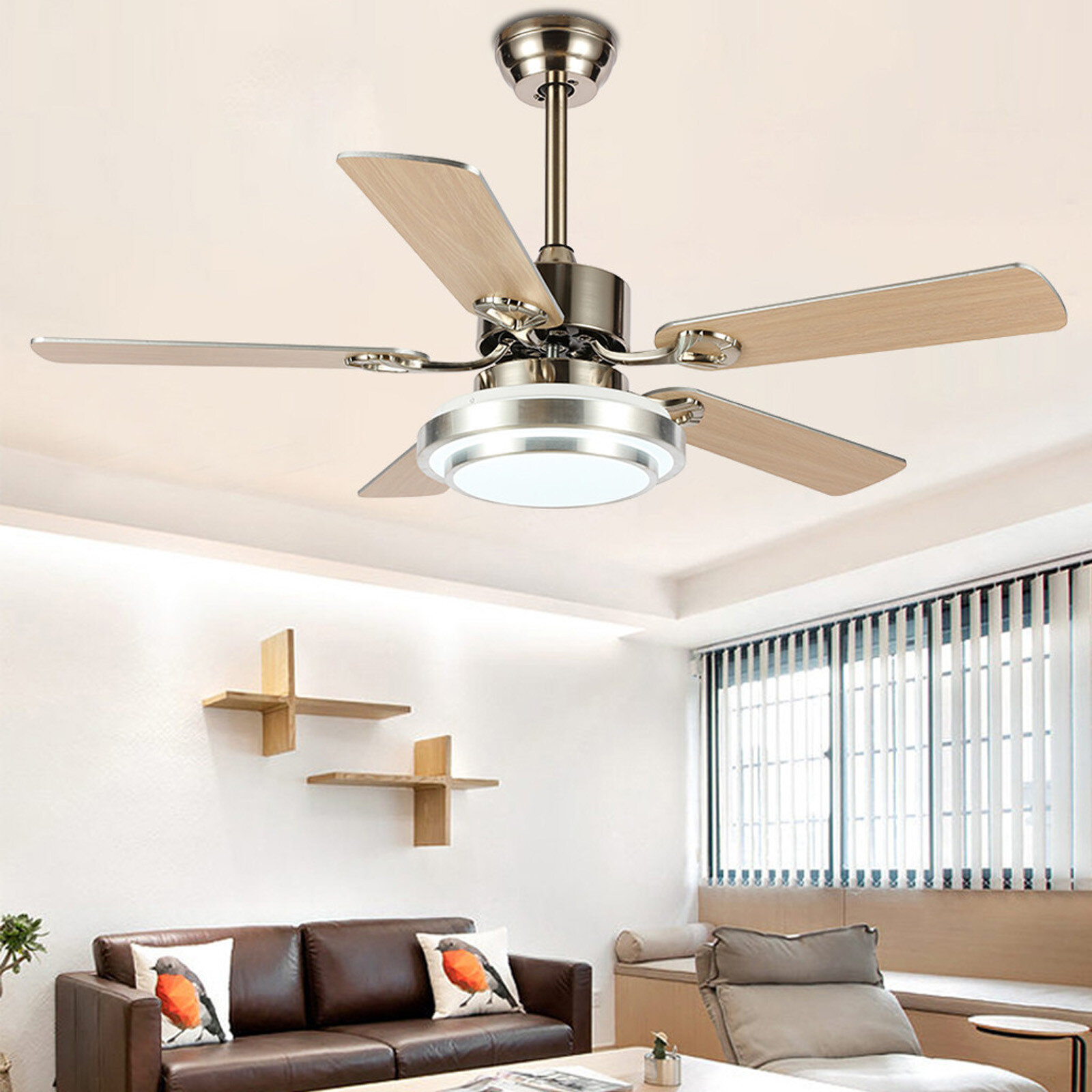 Winston Porter 52 Modern Ceiling Fan Light Led Dimmable Remote Control With Light Kit Wayfair