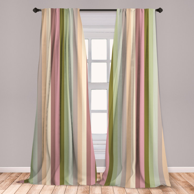 East Urban Home Ambesonne Stripes 2 Panel Curtain Set Colourful Pattern With Pastel Coloured Bands Vertically Aligned Abstract Ilration Lightweight Window Treatment Living Room Bedroom Decor 56 X 63 Multicolor Reviews Wayfair Ca Ambesonne Stripes 2 Panel Curtain Set