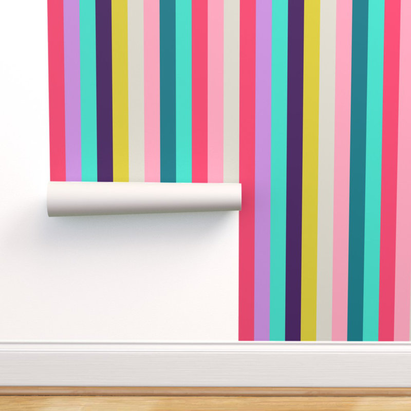 Ebern Designs Filsinger Colorful Stripes Removable Peel And Stick