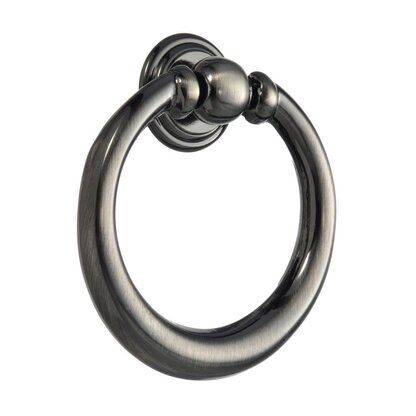 Silver Tone Metal Oval Shape Ring Pull Cupboard Door Handle 3" Long D3R9