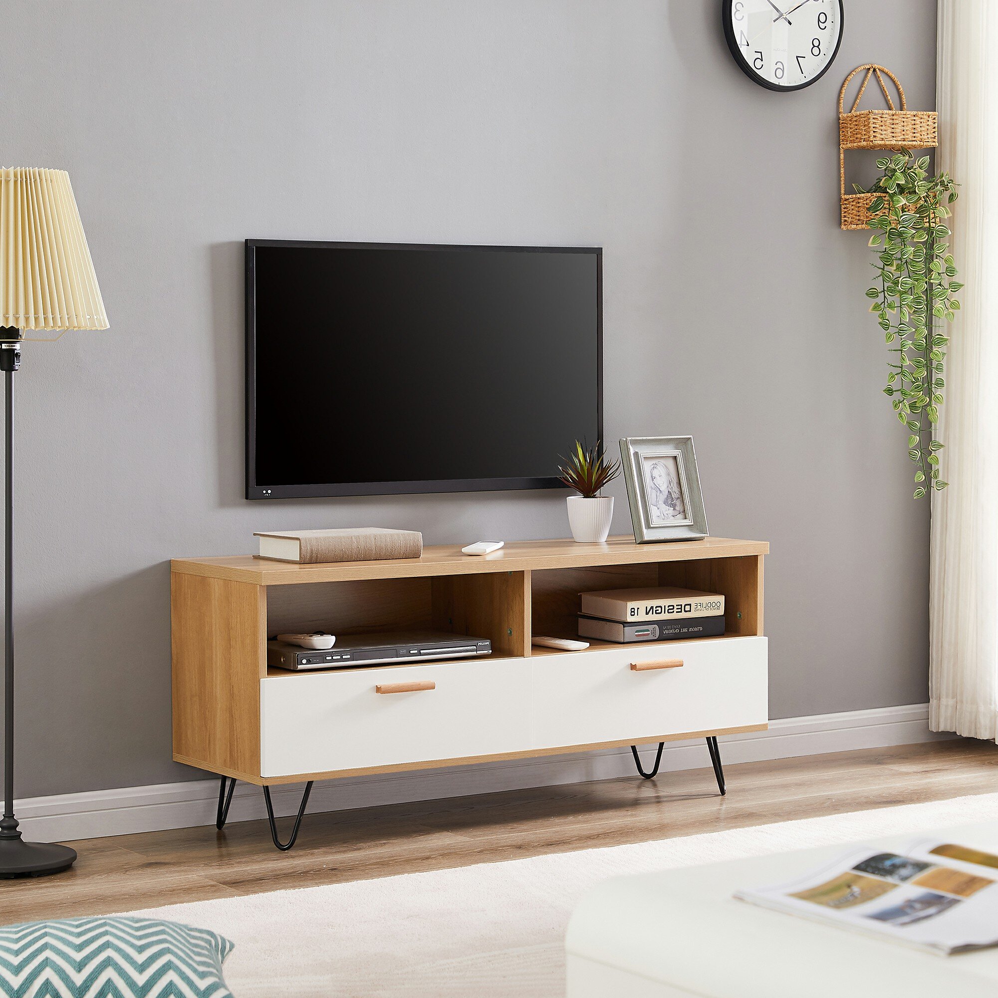 Corrigan Studio® Wood+white Morden Tv Stand,high Quality Table Top And ...