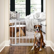 Walk-Thru Pet Baby Dog Gate 37" to 60" Wide Long Safety Big Strong White New 