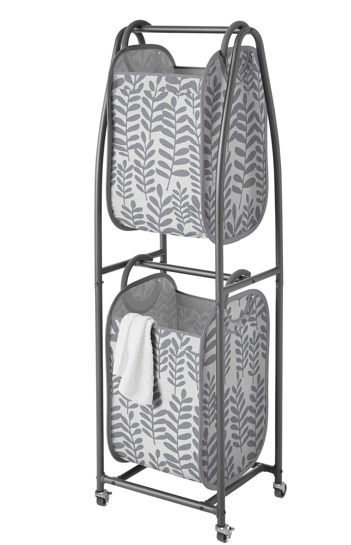 Rolling 2 Tier Vertical Laundry Sorter 