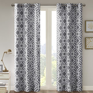 Keilen Geometric Room Darkening Grommet Single Curtain Panel