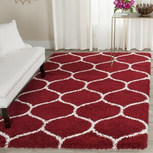 Humberto Shag Red/White Area Rug