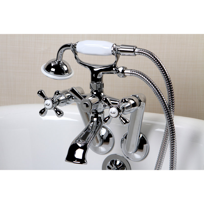 Kingston Brass Kingston Double Handle Wall Mounted Clawfoot Tub Faucet Trim With Diverter And Handshower Reviews Wayfair