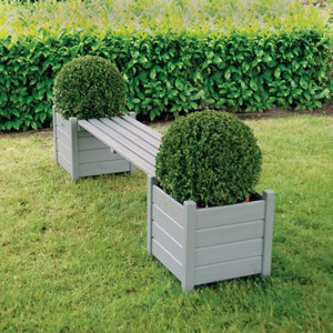 Bank mit Blumenkasten aus Holz von Fallen Fruits