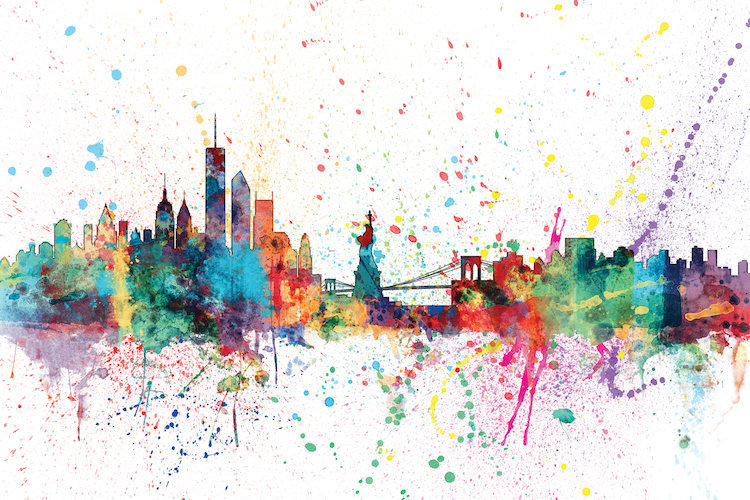 East Urban Home Rainbow Splash Skyline Series New York City New