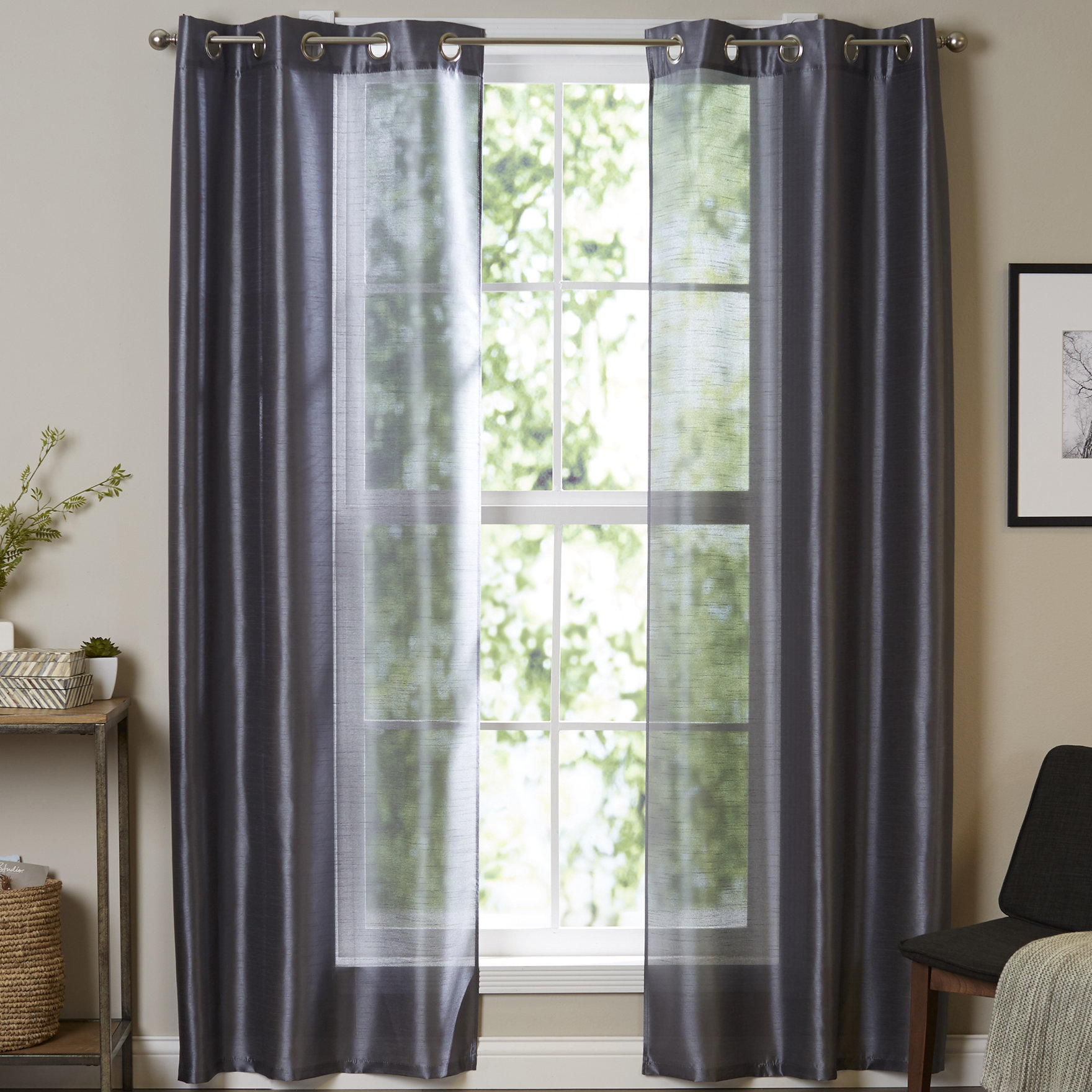 Bloomsbury Market Calumet Solid Semi Sheer Grommet Curtain Panels