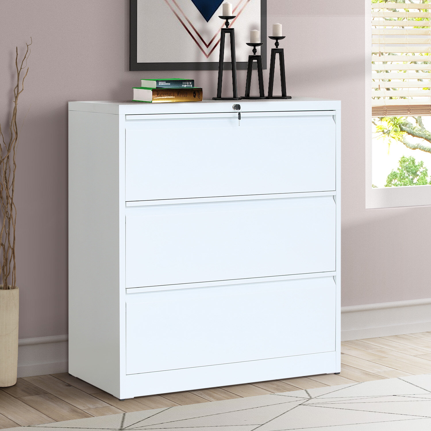 Latitude Run Rosdom Metal 3 Drawer Lateral Filing Cabinet Wayfair