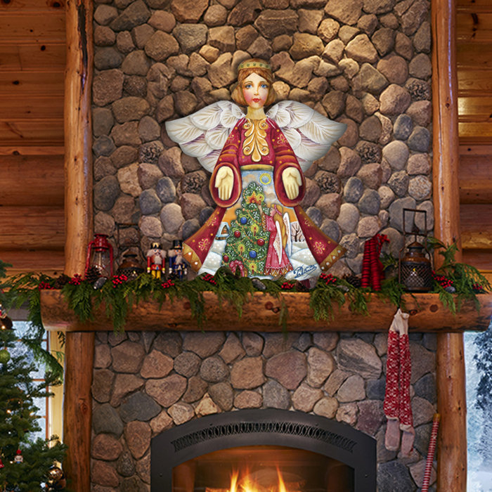 The Holiday Aisle Christmas Tree Angel Holiday Shaped Wood Door