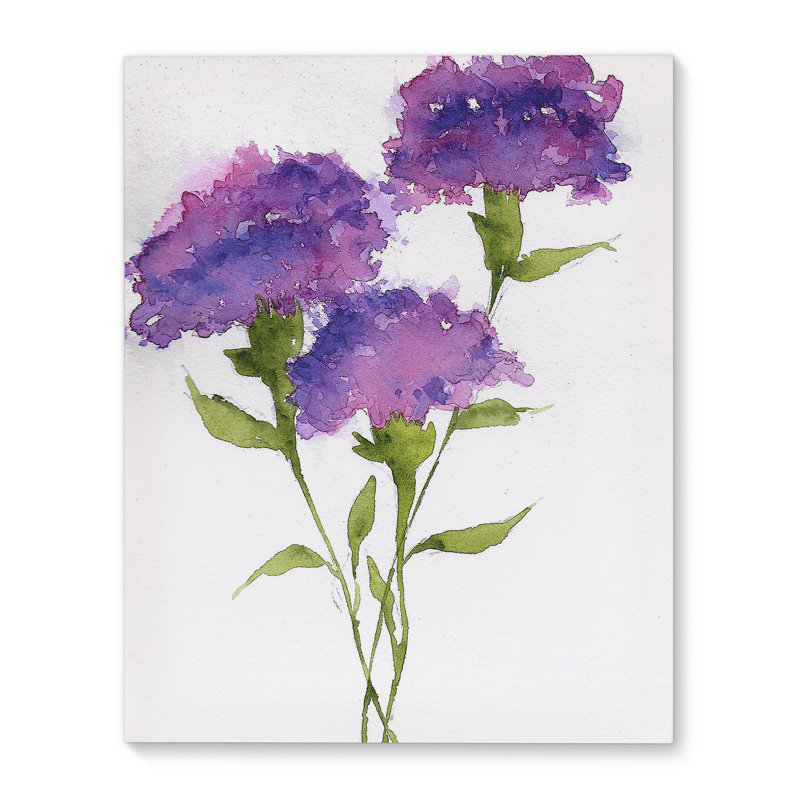 Winston Porter Purple Carnations Wrapped Canvas Painting Print