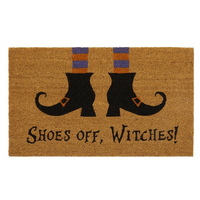 Rossini Shoes Off Witches Halloween Coir 30 In X 18 In Outdoor Door Mat