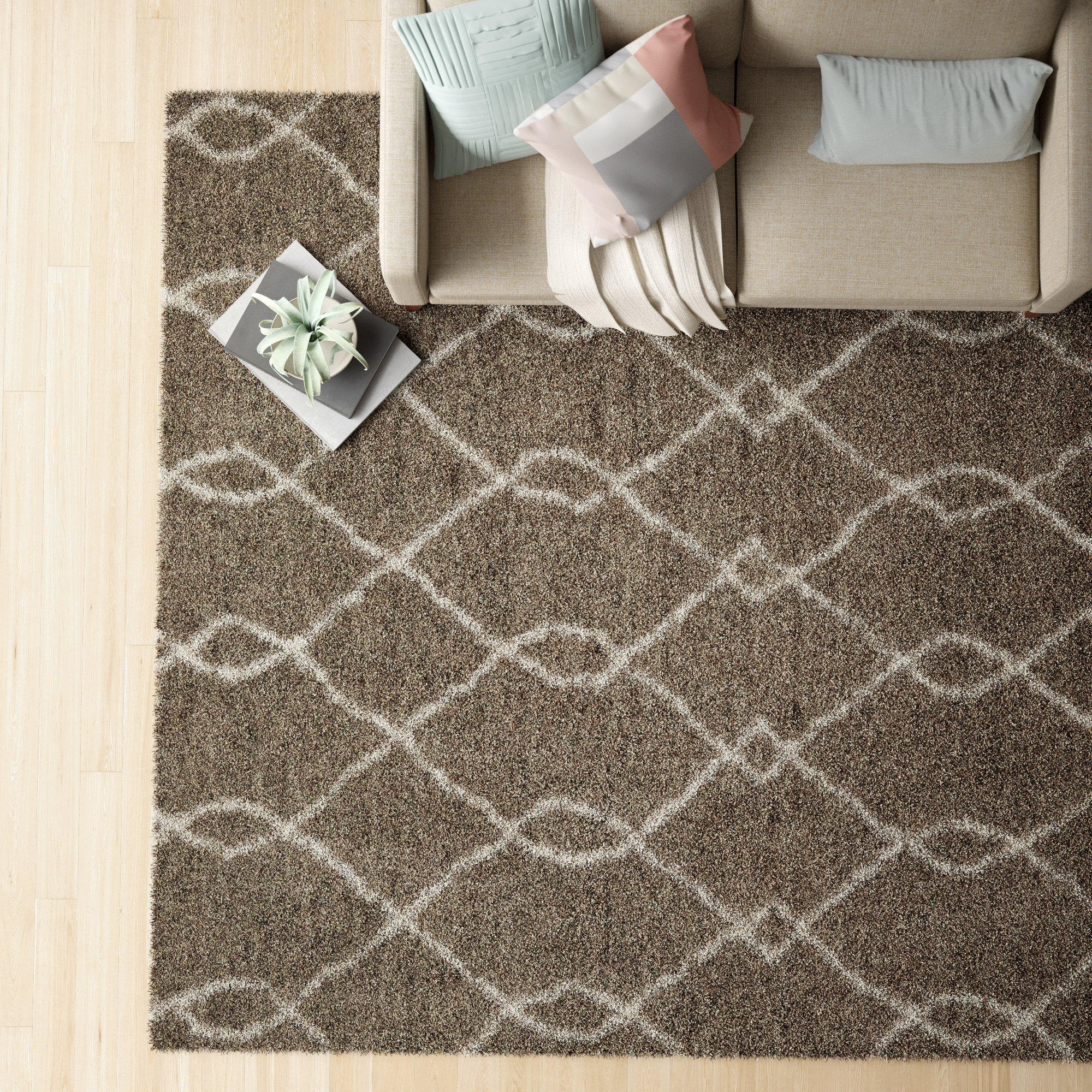 Foundstone Anthem Geometric Hand Tufted Mocha Ivory Area Rug Reviews Wayfair