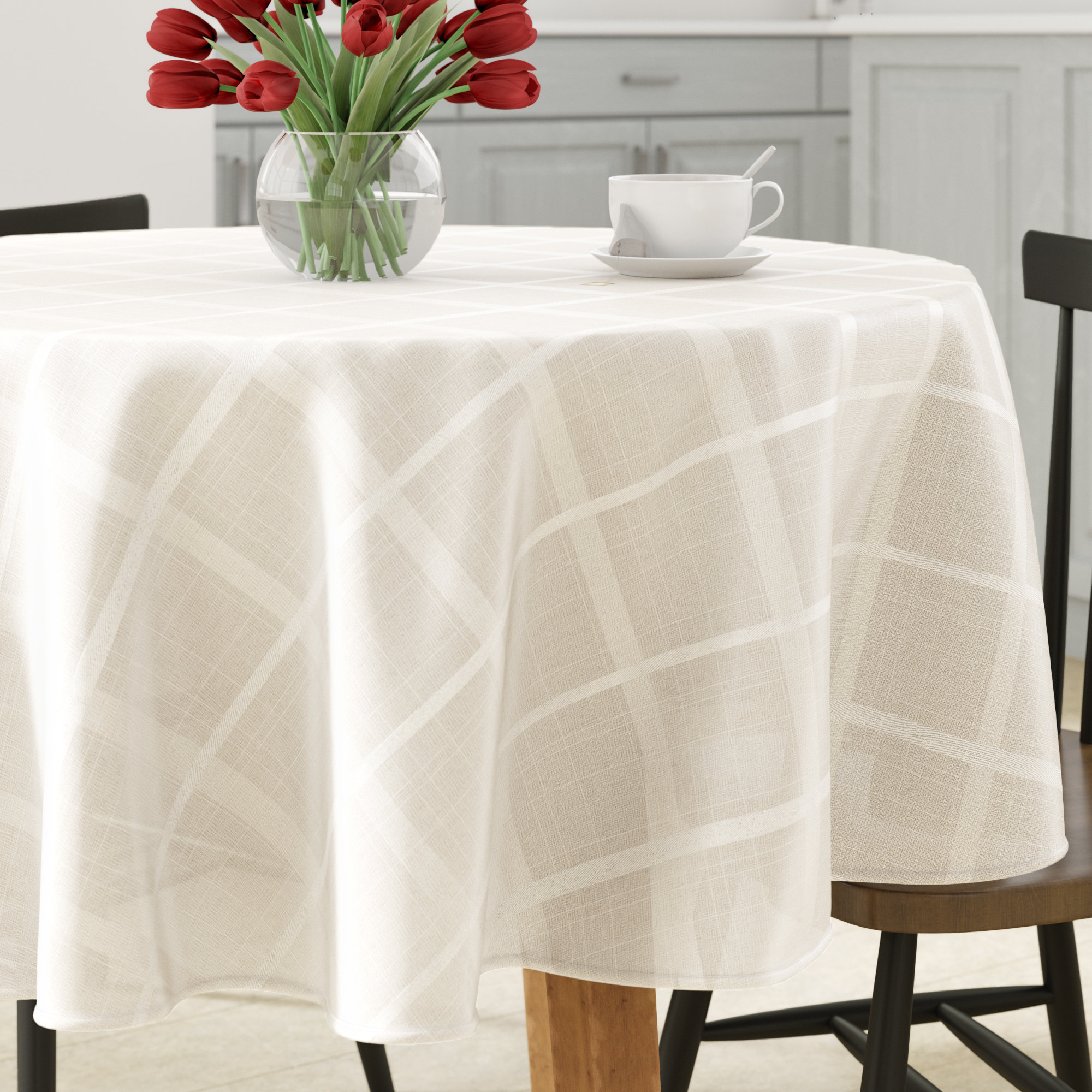 Charlton Home Karli Round Tablecloth Reviews Wayfair Charlton Home Karli Round Tablecloth