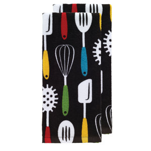 Utensils Fiber Reactive Print Kitchen Dishcloth (Set of 2)