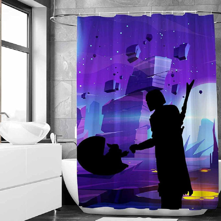Planet fantasy Shower Shower Curtain Toilet Cover Rug Bath Mat Contour Rug Set 