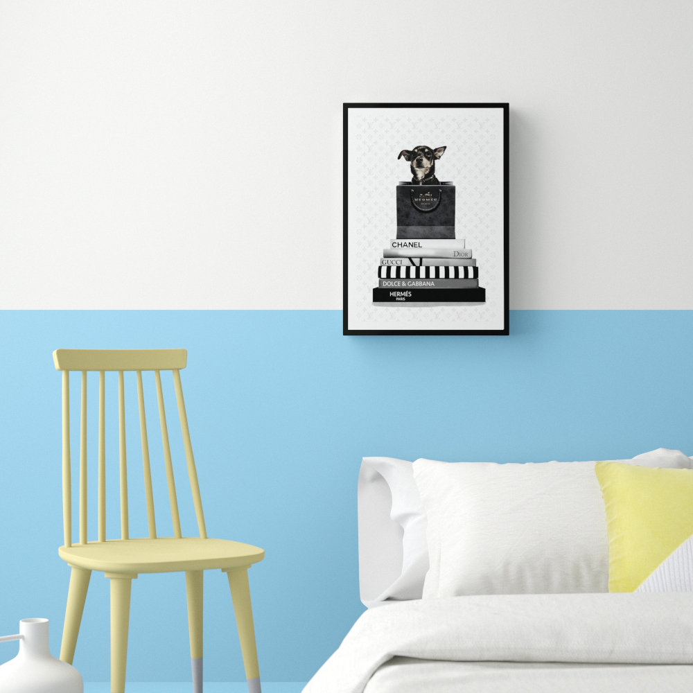 East Urban Home Gerahmtes Holzbild Miniature Pinscher Dog Toy Manchester Terrier