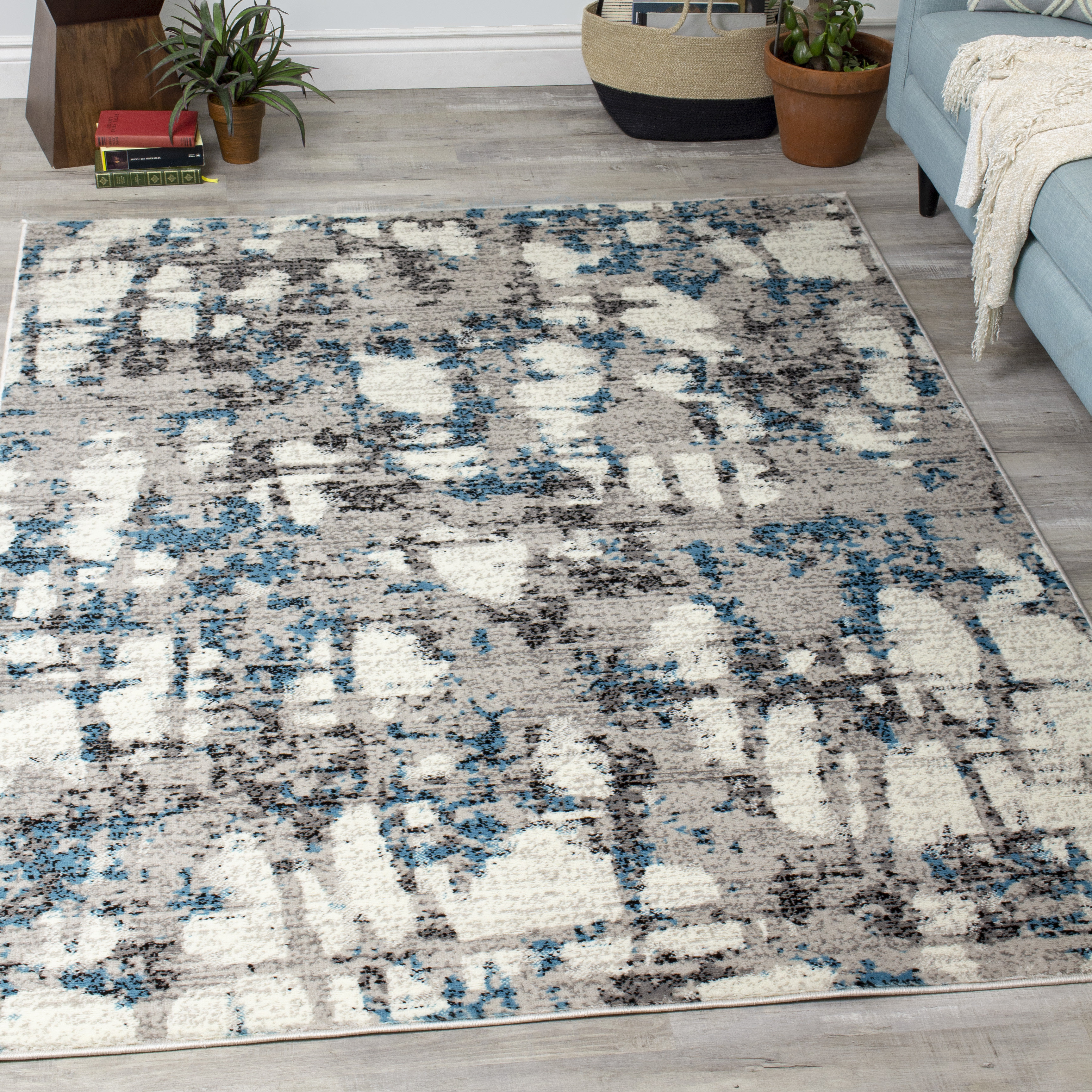 Novelle Home Meridian Abstract Gray Cream Blue Area Rug Wayfair