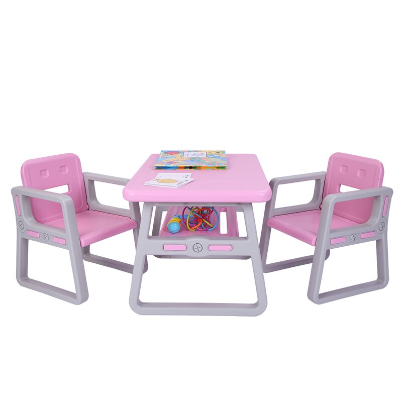 pink table and chairs for toddlers