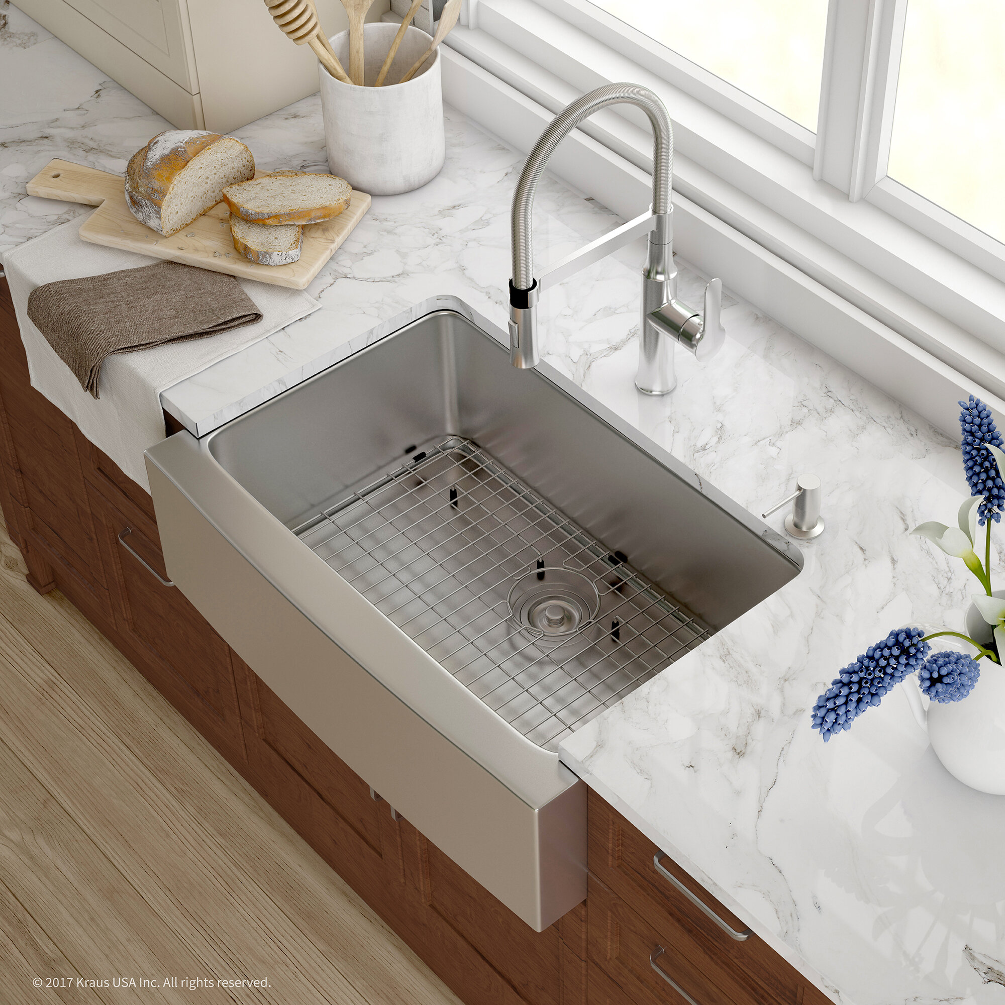 Handmade Series 29 75 X 20 75 Farmhouse Kitchen Sink With Faucet And Soap Dispenser