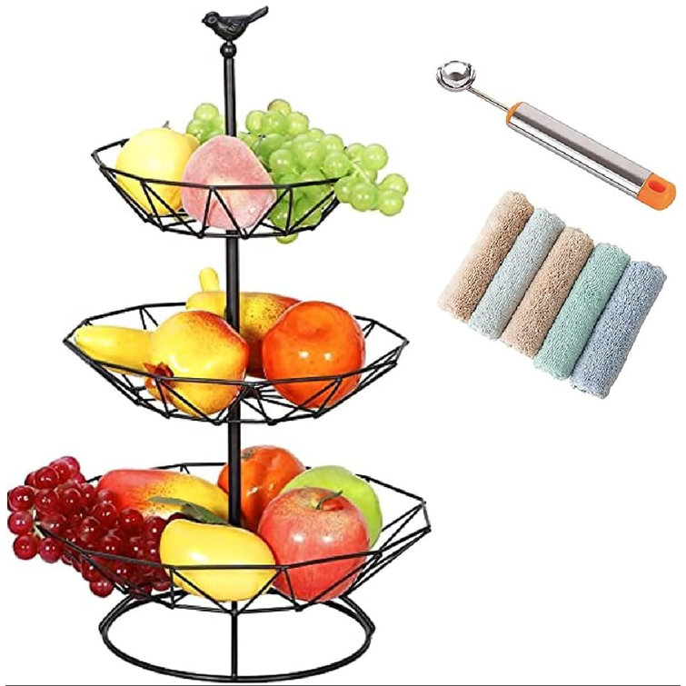 3 Tier Fruit And Vegetable Basket For Kitchen Counter, Kitchen Decor  Organizer &Produce Holder,Fruit Vegetable Snack Storage, Baskets For  College ...