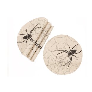 Halloween Placemats Clear Vinyl Spider Web Gothic 17.5" x 12"  Set of 4 Scary 