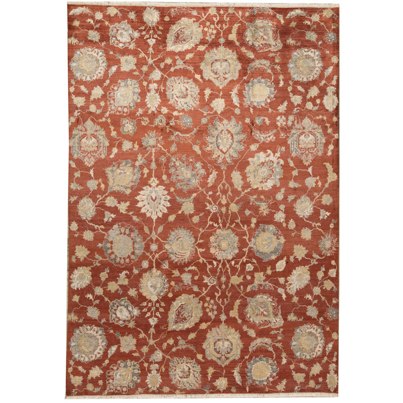 Bokara Rug Co Inc One Of A Kind Windsom Hand Knotted 9 11 X 14 3 Wool Silk Brown Area Rug Wayfair