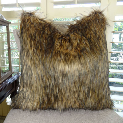 Wafford Wolf Luxury Faux Fur Pillow Millwood Pines Size 26 X 26