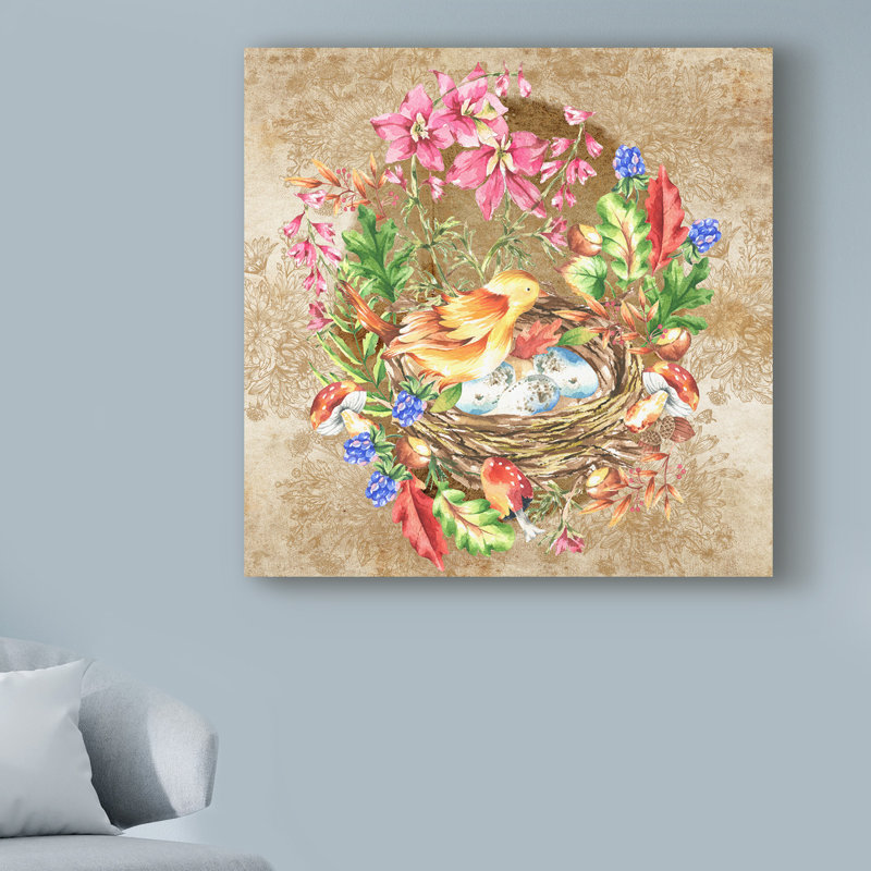 East Urban Home Birds Nest Acrylic Painting Print On Wrapped