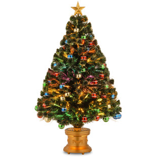 Fiber Optics Firework 4 Green Spruce Trees Artificial Christmas Tree With Multi Colored Lights Stand Fiber Optics Firework 4 Green Spruce Trees Artificial Christmas Tree With Multi Colored Lights Stand