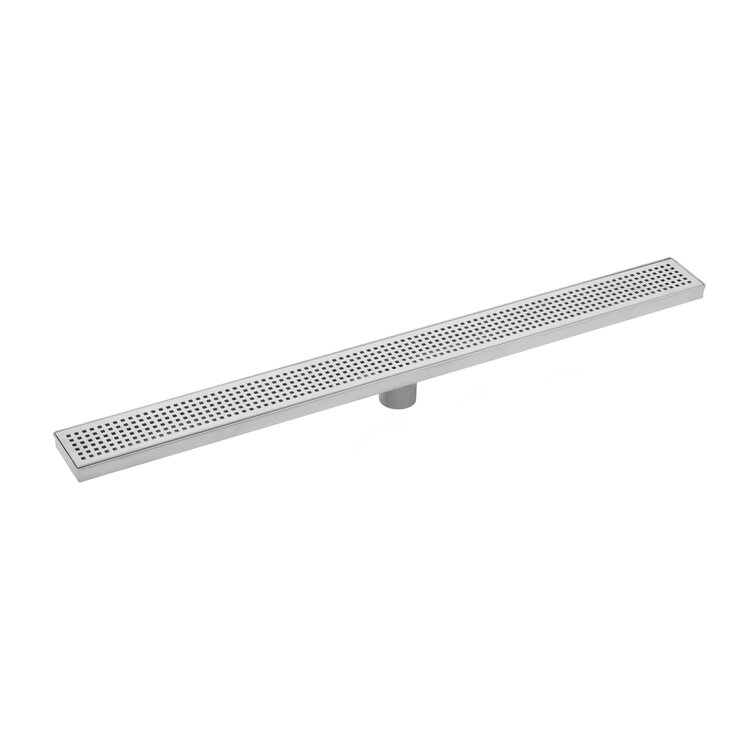 with Hair Strainer Sleek and Modern Brushed Stainless Steel Novalinea ZA Linear Shower Drain Leveling Feet and Threaded Adapter 36 Inch VERTI-LINE Pattern