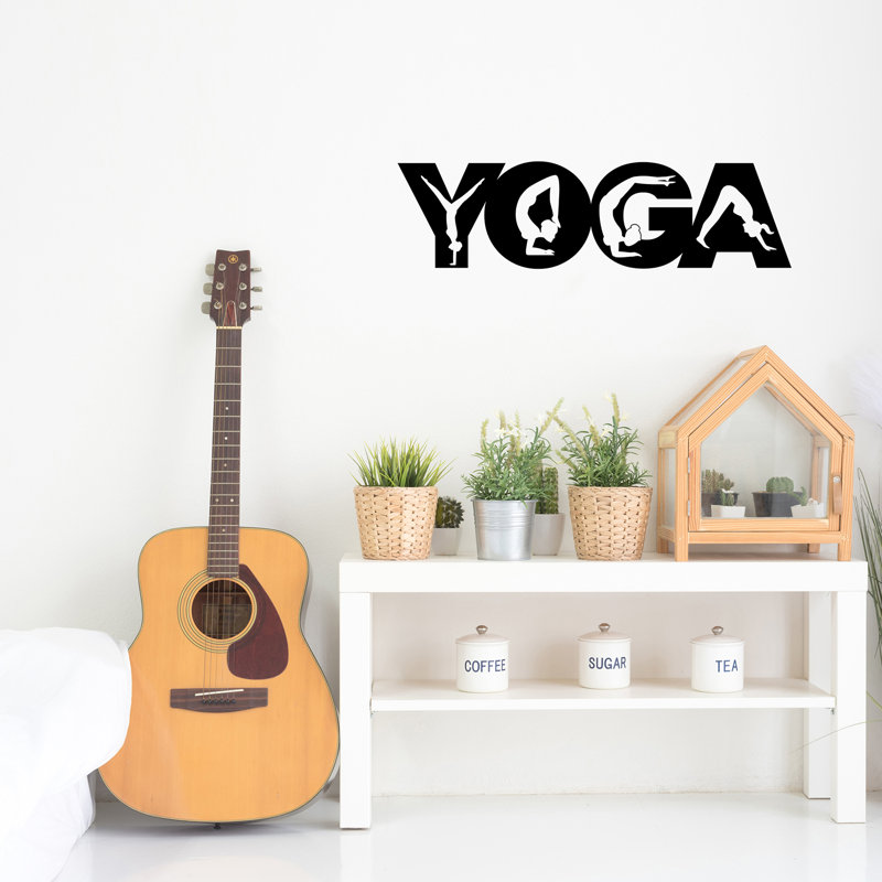 Winston Porter Perris Yoga With Poses In Letters Beautiful Solid Steel Art Wall Sign Wayfair
