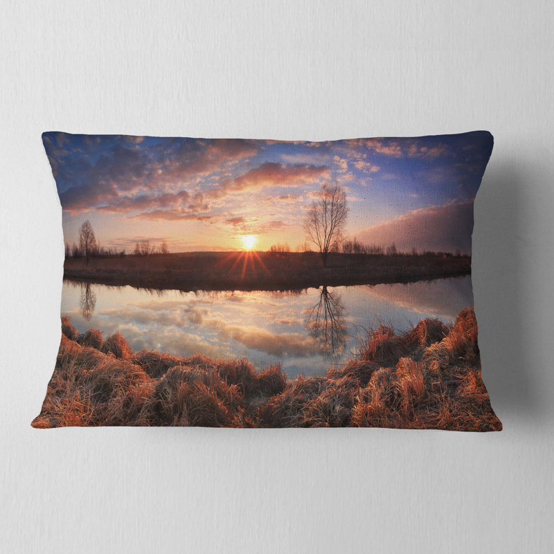 East Urban Home Designart Sunrise Above Spring River Landscape Photo Throw Pillow Wayfair