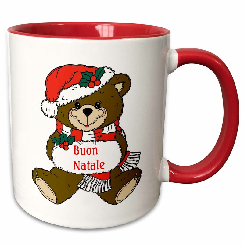 Smile Natale.The Holiday Aisle Odonoghue Buon Natale Italian Christmas Teddy Bear Coffee Mug Wayfair