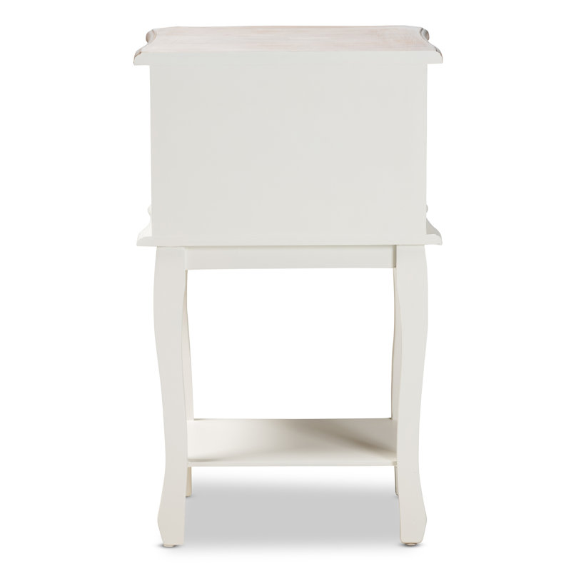 One Allium Way Theresa Antique French Country Cottage Two Tone White And Oak Finished 2 Drawer Wood Nightstand Wayfair