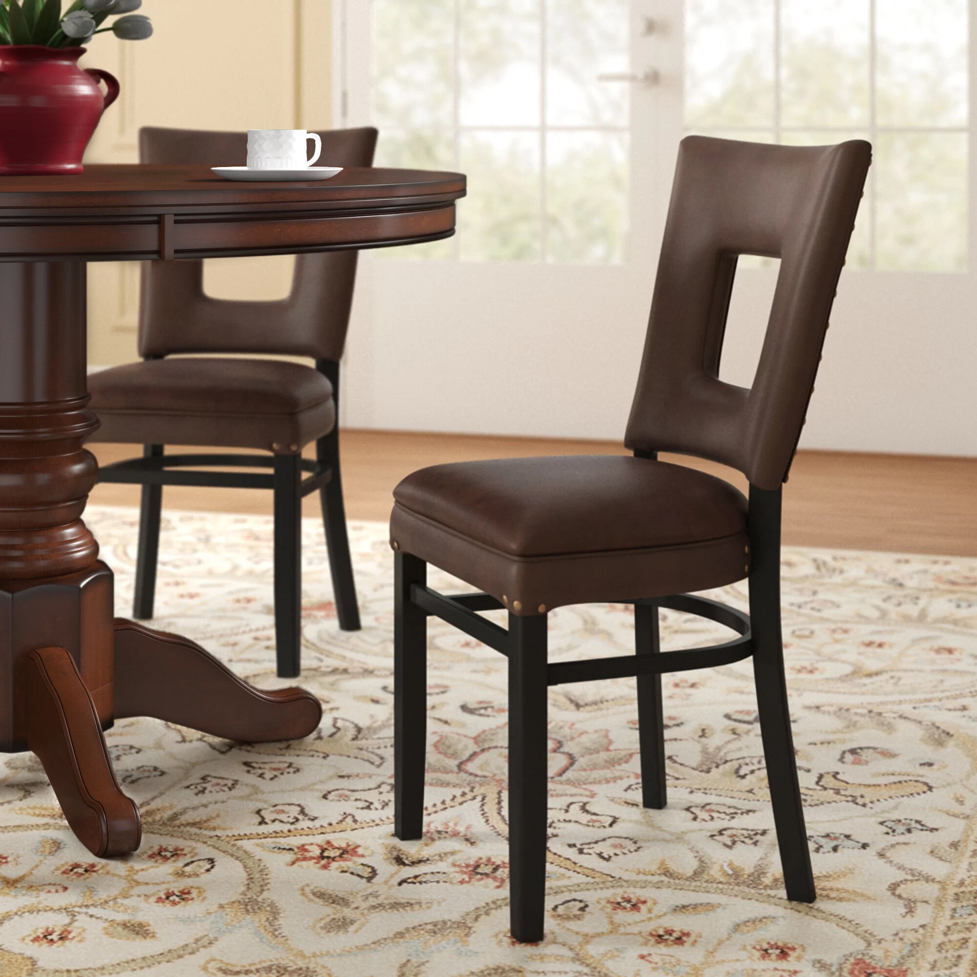 Dining Chairs Set of 4 Brown Velvet Upholstered Seat with Low Back Black Wood Legs Wingback Kitchen Chairs Living Room Side Chairs Occasional Chairs for Lounge Bedroom with Button Trimmed