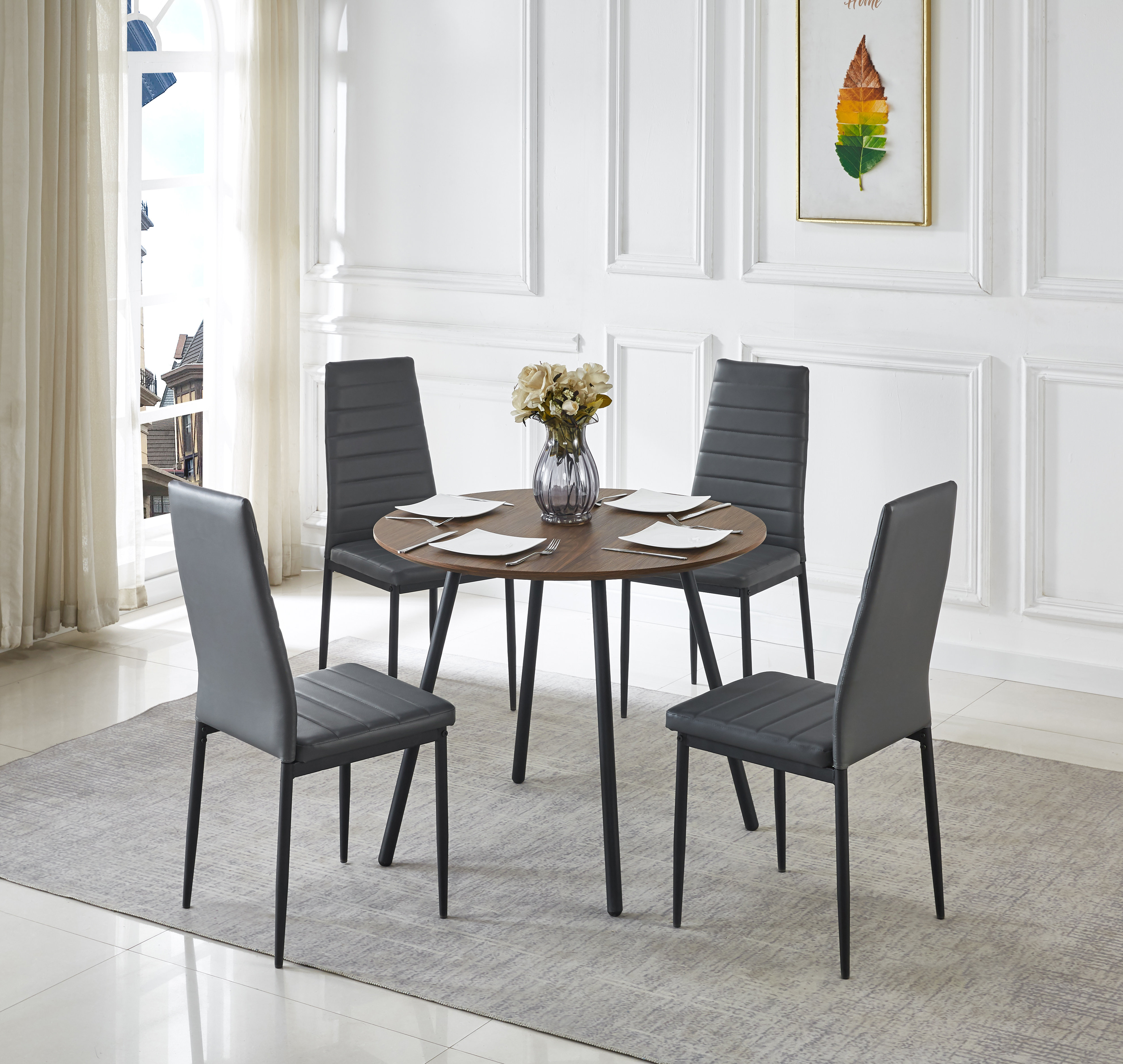 Corrigan Studio Seamon Round Table And Chairs 5 Piece Standard Height Dining Set Wayfair