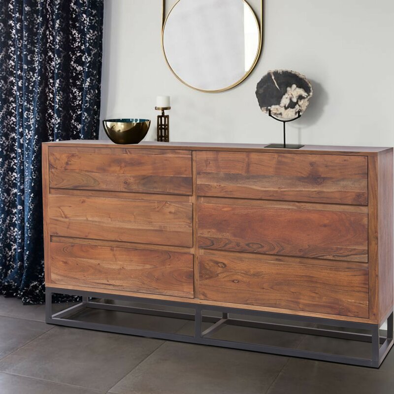 Union Rustic Monahan Acacia Wood 6 Drawer Dresser Reviews Wayfair