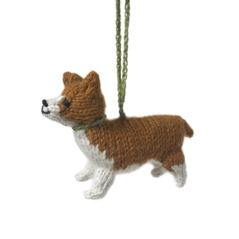 Arcadia Home Hand Knit Corgi Holiday Shaped Ornament Wayfair
