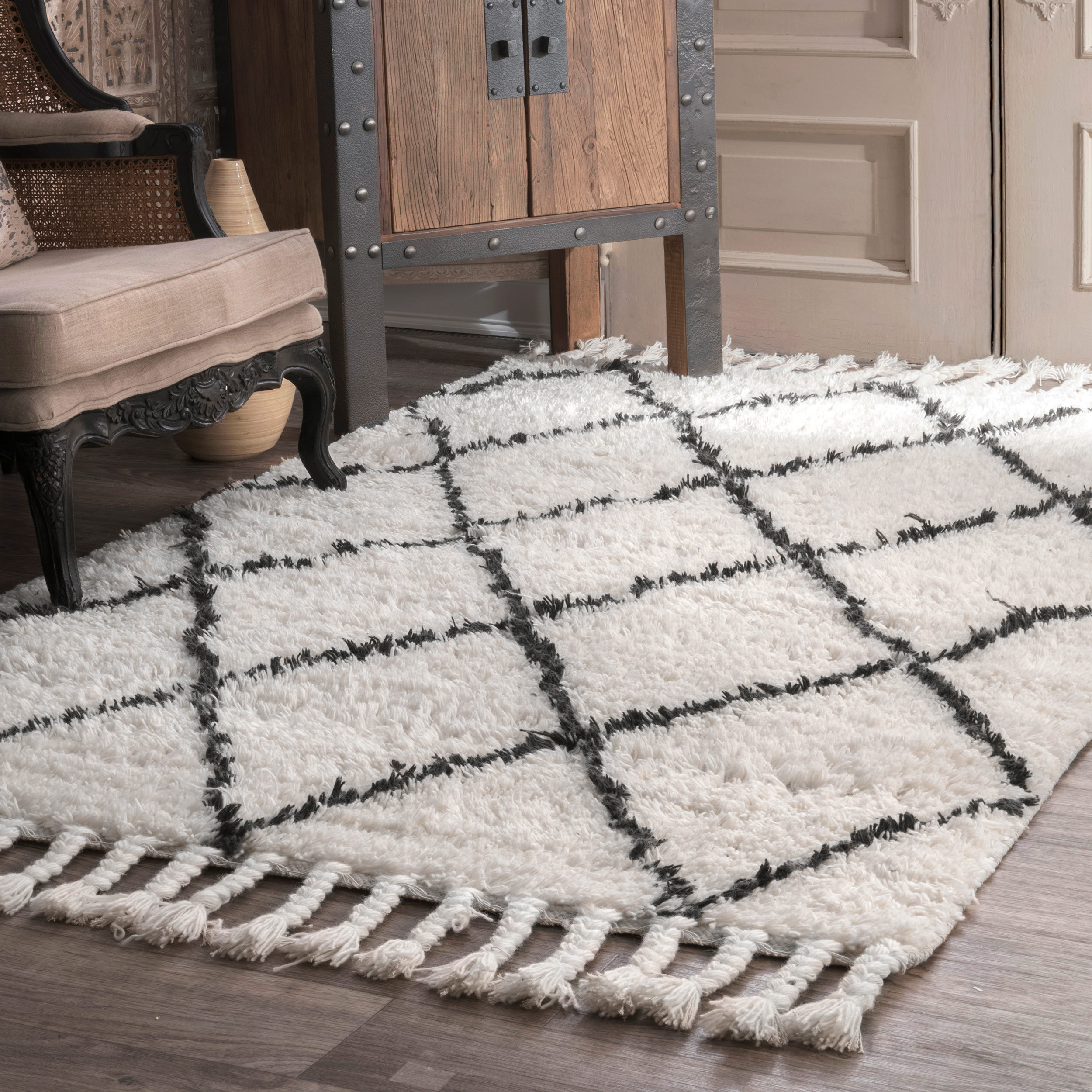 Langley Street Twinar Hand Knotted Wool Off White Dark Grey Area Hand Knotted Wool Off White Dark Grey